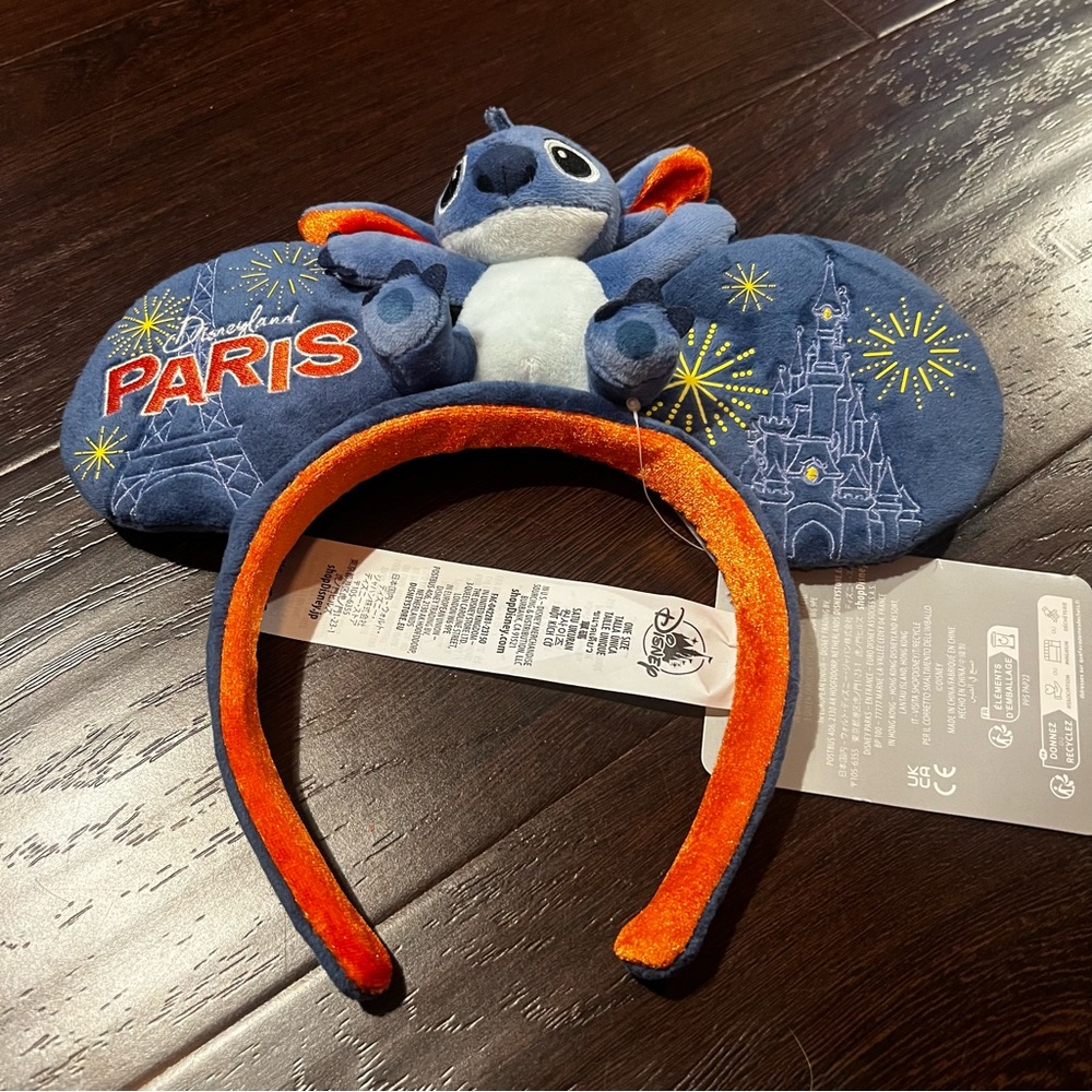 Disney Paris Europe Stitch Castle Fireworks Headband -Mickey and Minnie Ears NWT